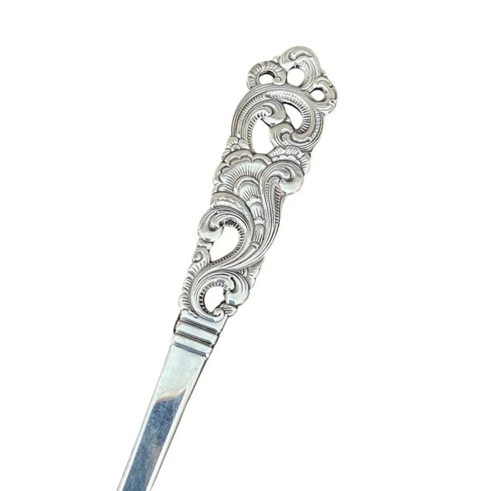 Vintage Magnus Aase Norway Silverplate Rococo Serving Spoon 8.5” Ornate Scroll